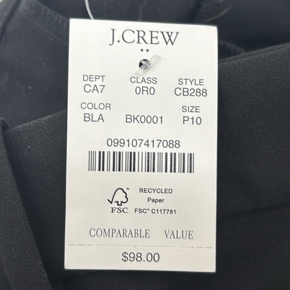 J Crew Factory Petite slim-fit full-length trouser pant Black size 10P NWT CB288 - Picture 7 of 11